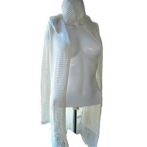 Cyrus - Ivory Crochet Hooded Cardigan Swimsuit Coverup Size XS